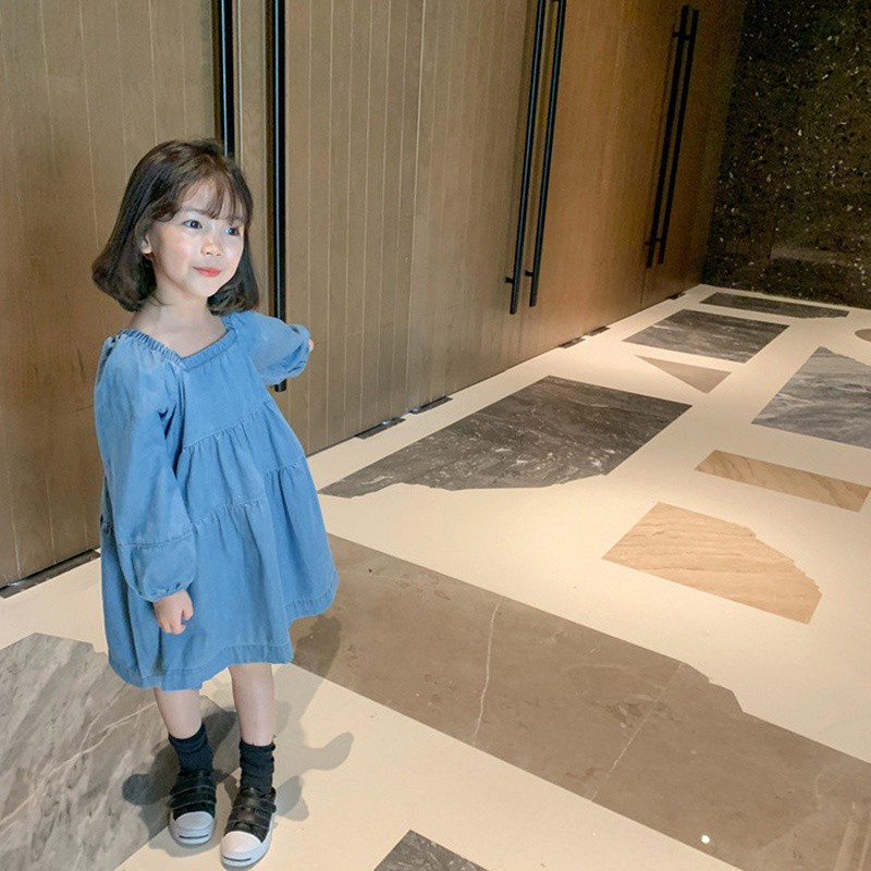 Đầm Denim Dài Tay Cho Bé Gái