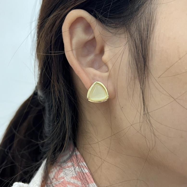 Bông tai hình tam giác đính đá nhân tạo sang trọng hoa tai bạc s925 thời trang Hàn Quốc, June Accessories