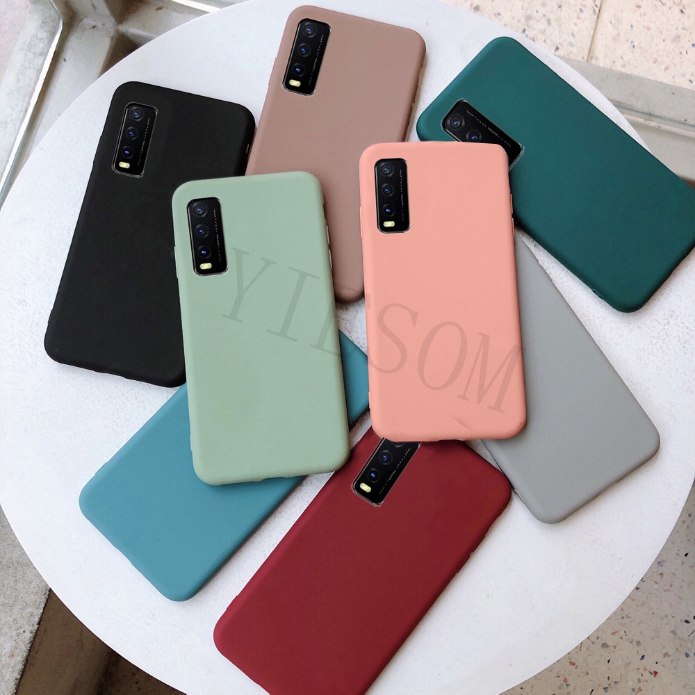 Ốp điện thoại TPU màu trơn xinh xắn cho Vivo Y20 Y20S Y20i Y20 2021 Y12S 2021