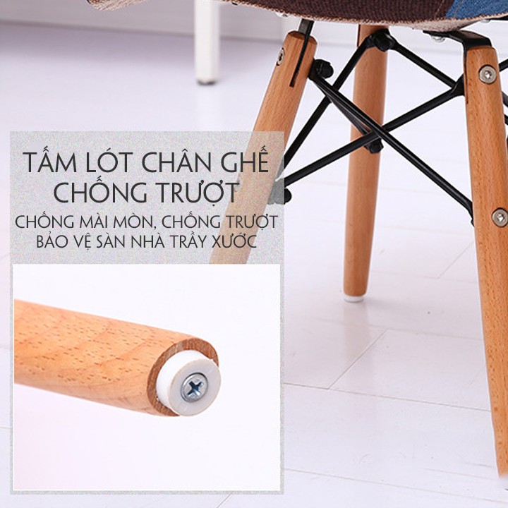 Ghế Eames họa tiết thổ cẩm chân gỗ đan, ghế phòng khách, phòng ăn cao cấp ( Hàng nhập khẩu)