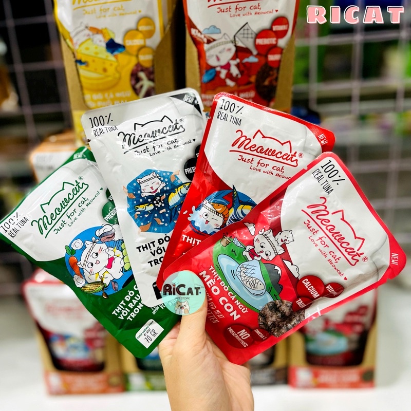Pate Cho Mèo MEOWCAT Thịt Đỏ Cá Ngừ gói 70g Thơm Ngon Dinh Dưỡng