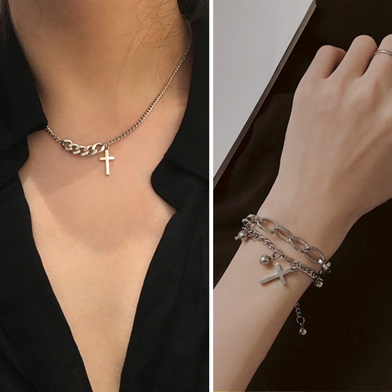 Set vòng cổ và vòng tay DODDER mặt hình bướm/ trái tim đính ngọc trai đơn giản thời trang cho nữ