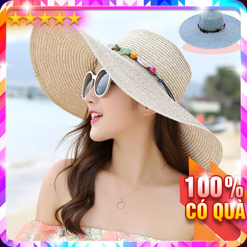 Nón Cói Đi Biển Vành Rộng Phối Vòng Sỏi P1784 - LoanTay