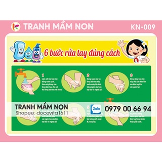 Decal mầm non - 6 bước rửa tay tiểu học kn-009