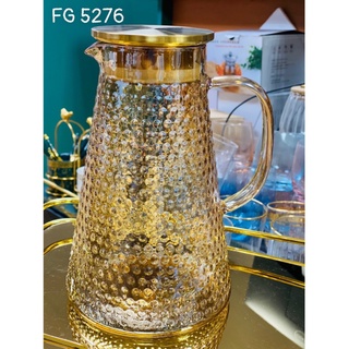 Bình đựng nước thủy tinh chịu nhiệt ánh vàng - Bình đựng nước 2Lít - Gia Dụng Đức Minh