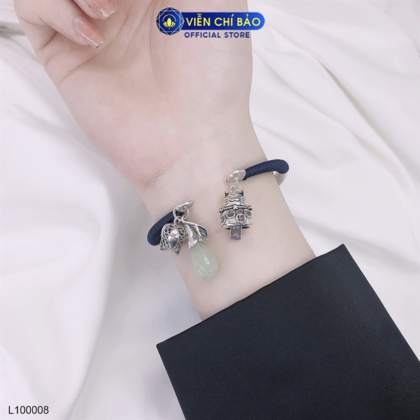 Lắc tay bạc nữ Song ngư charm mèo thần tài chất liệu bạc Thái thời trang phụ kiện trang sức nữ Viễn Chí Bảo L100008