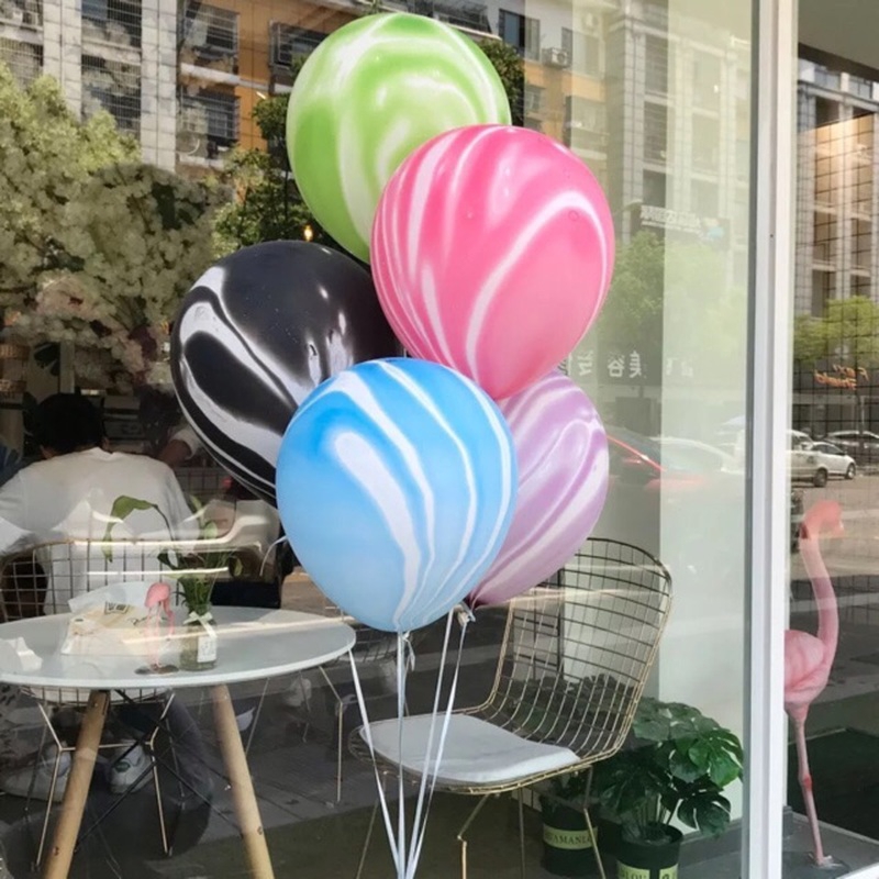 Set 5 bong bóng latex 12 inch 3.5gm họa tiết đá hoa cương trang trí tiệc