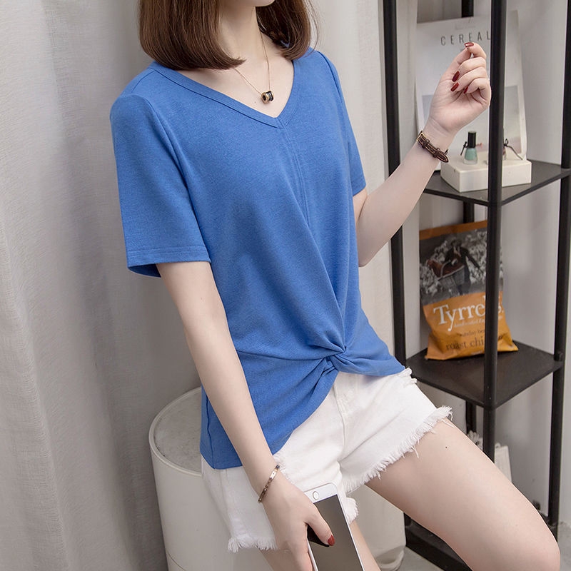 Áo Thun Tay Ngắn Cổ Chữ V Dáng Rộng Thời Trang Cho Nữ