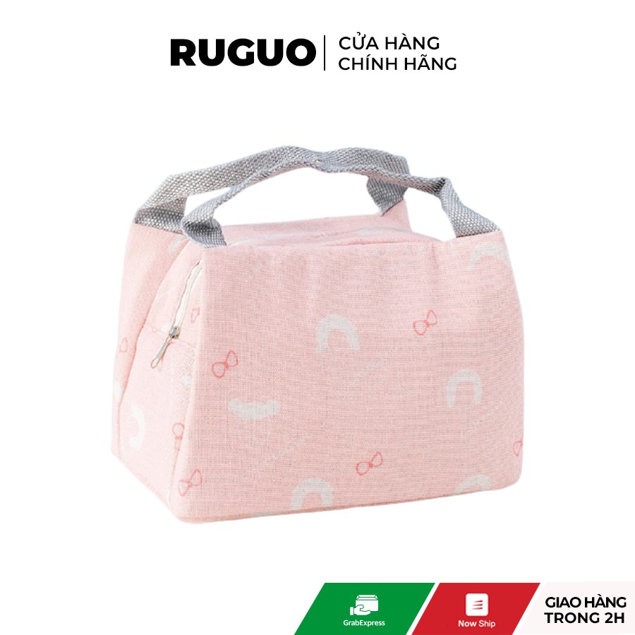 Túi vải giữ nhiệt đựng hộp cơm dày dặn, túi giữ nhiệt có quai xách phong cách Nhật Bản