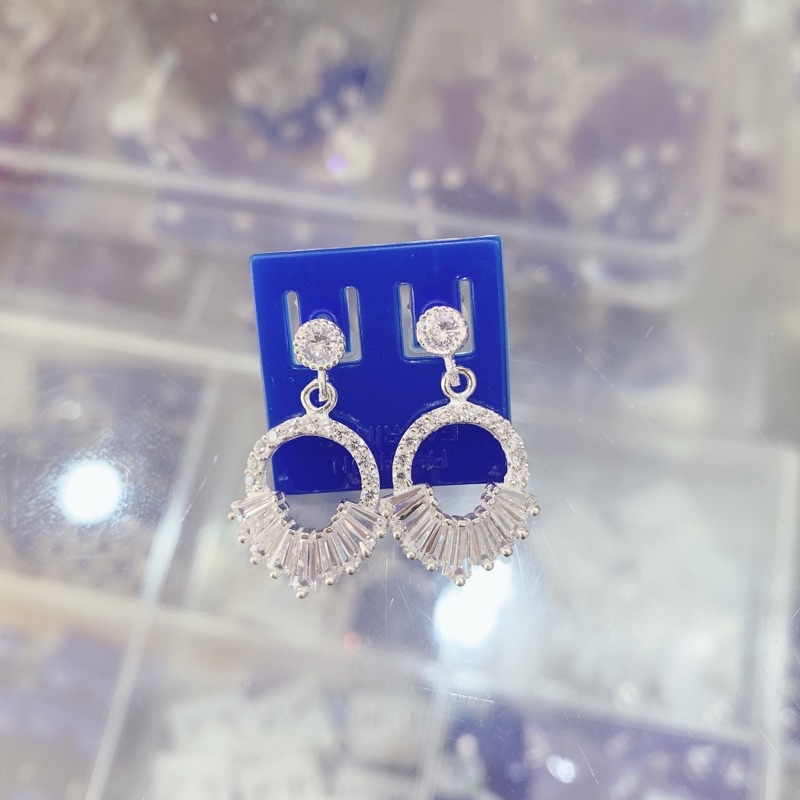Bông tai nữ bạc ta THJ - Bông tai tròn new dáng đẹp nữ tính