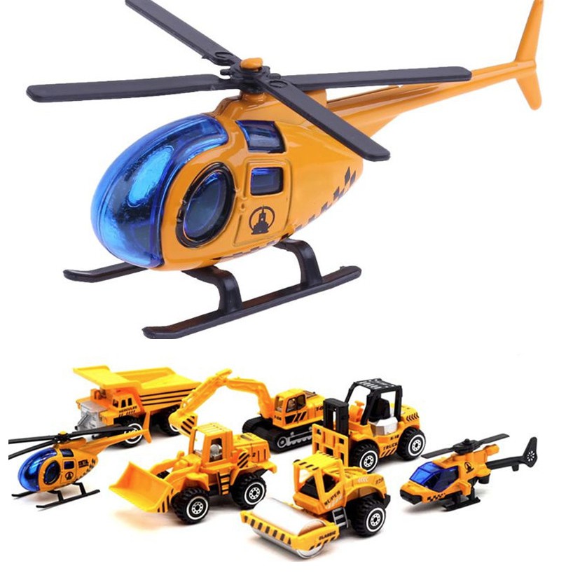 Mô hình xe công trình mini đồ chơi trẻ em bằng hợp kim và nhựa gồm 6 xe