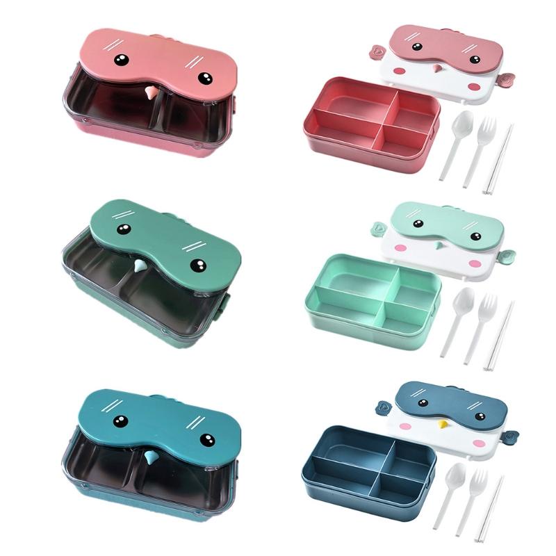Hộp cơm trưa Bento 2/4 ngăn giữ nhiệt dễ thương di động cho trẻ em đi học và người lớn
