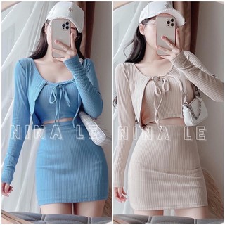 Set váy kèm áo khoác ngoài cực dễ thương binngoc123