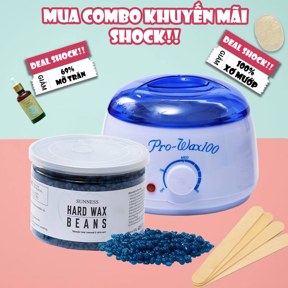 Combo Nồi Nấu Sáp + 300g Wax Nóng SUNNESS (Tặng Kèm Que Wax)