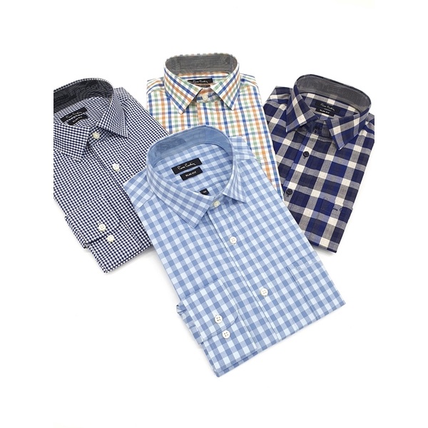 Áo sơ mi nam dài tay Pierre cardin họa tiết caro cao cấp chất cotton thấm hút mồ hôi tốt mềm mại form regular fit