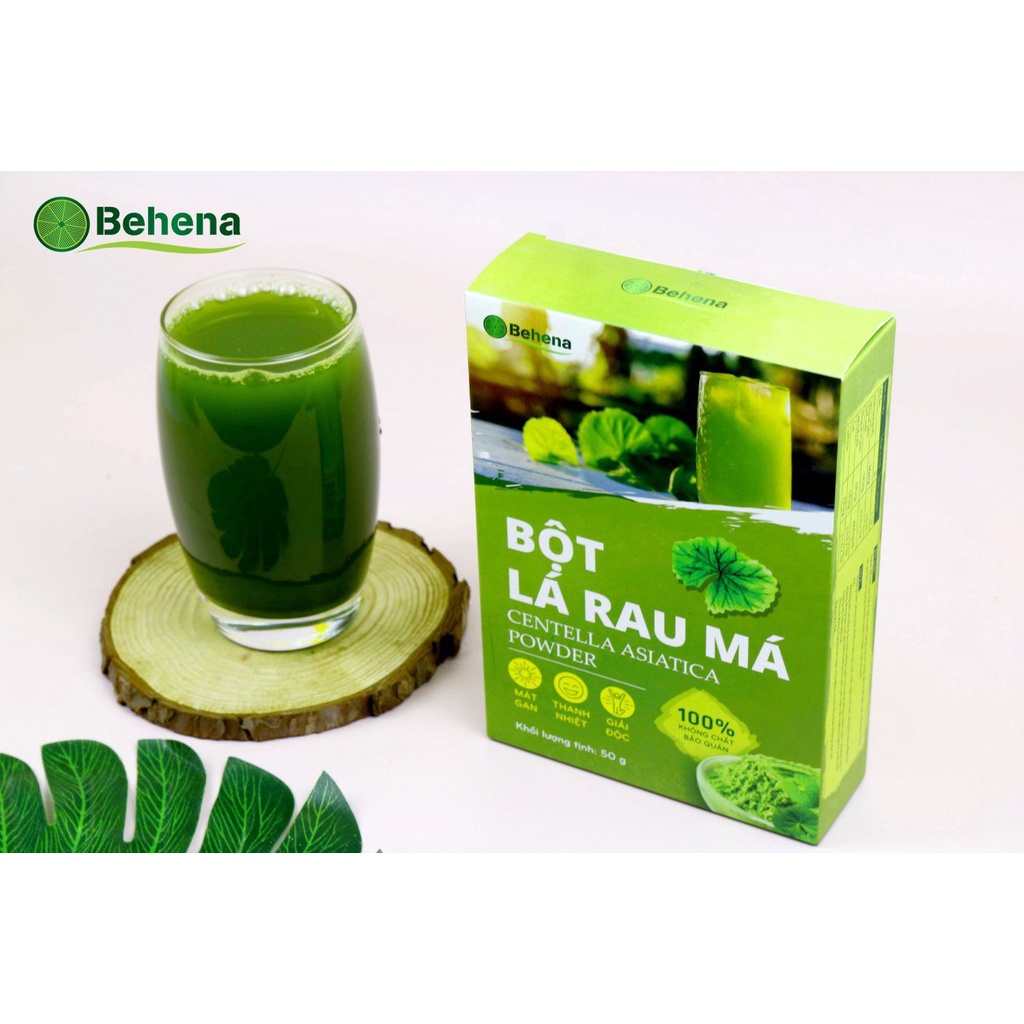 Bột Rau Má Nguyên Chất Behena Hộp 50g (20 gói x 2.5g) - Bột Rau Má Thanh Nhiệt Giải Độc Cơ Thể