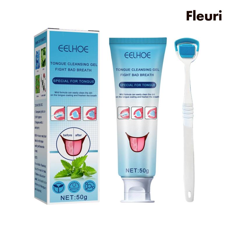 [Fleurir] Gel Rửa Lưỡi Và Dụng Cụ Nạo Lưỡi Giúp Khử Mùi Hôi
