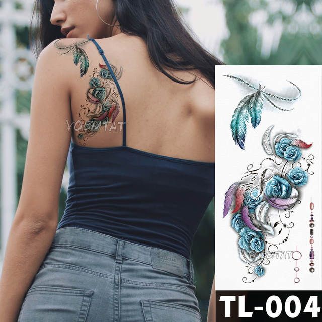 Hình xăm dán tattoo lông vũ 3d size vừa tl004