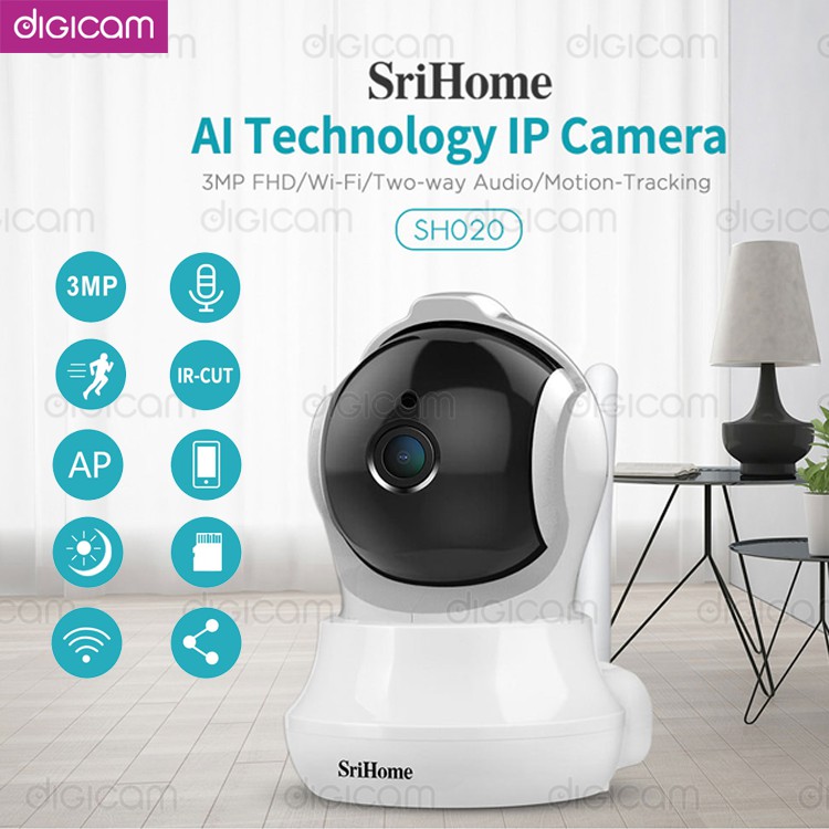 Camera Srihome SH020 - 3MP FHD - Kết nối wifi - Đàm thoại hai chiều - Phát hiện chuyển động | BigBuy360 - bigbuy360.vn