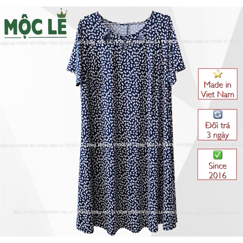 Đầm bigsize trung niên vnxk xanh hoa nhí maxi thun lạnh