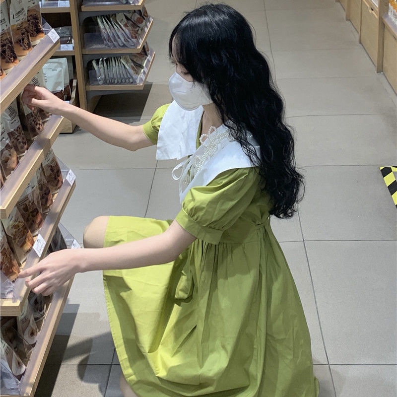 Komihome AMOI Đầm Midi Dáng Chữ A Cổ Búp Bê Ôm Eo Phong Cách Phương Tây Ngọt Ngào Cho Nữ