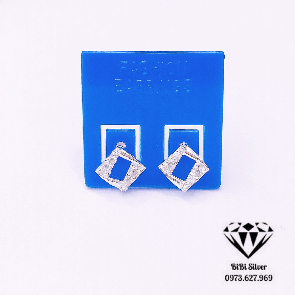 Bông tai nữ bạc ta nạm đá nhỏ tinh tế nhẹ nhàng - Bạc Bibi silver