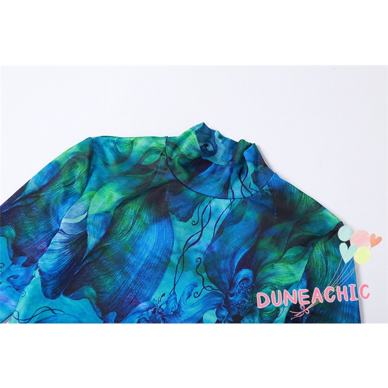 Đầm Tay Dài Cổ Cao Dáng Ôm Kẻ Sọc Thời Trang Xinh Xắn Cho Nữ