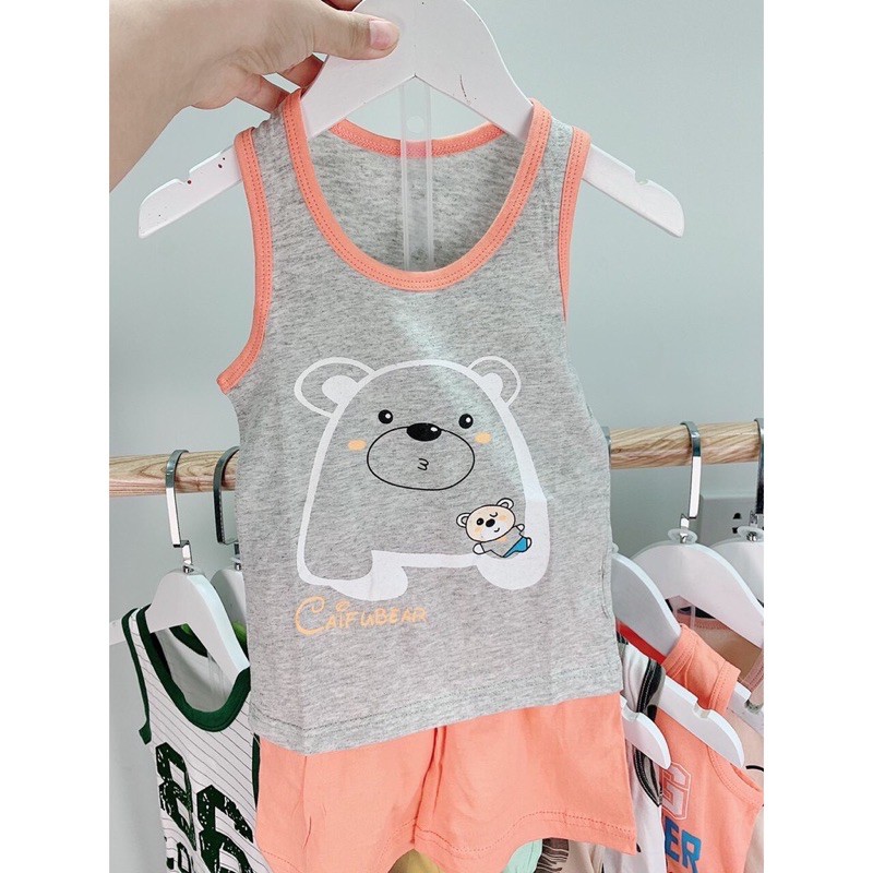 Bộ Ba Lỗ Xuất Hàn Cho Bé 1-7 tuổi, Đồ Bộ Ba Lỗ Chất Cotton Mỏng Mặc Hè size 80-140