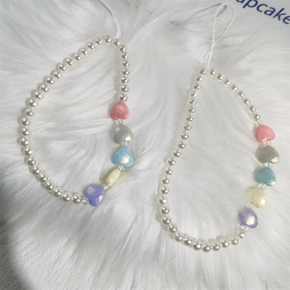 Dây Đeo Điện Thoại Bằng Acrylic Mềm Chống Thất Lạc Hình Trái Tim Nhiều Màu Dễ Thương