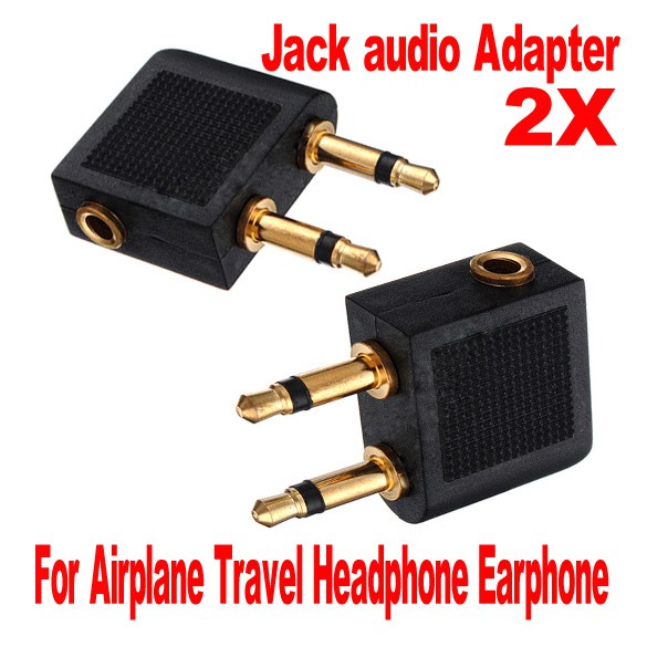 ✿Yi✿2 pcs Airline Airplane Earphone Headphone Headset Jack Audio Adapter 3.5mm