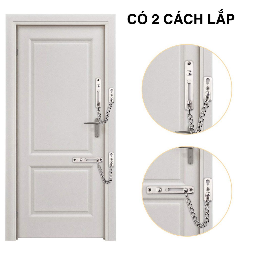 Chốt cửa an toàn dây xích Inox 304 gắn cửa nhà chung cư