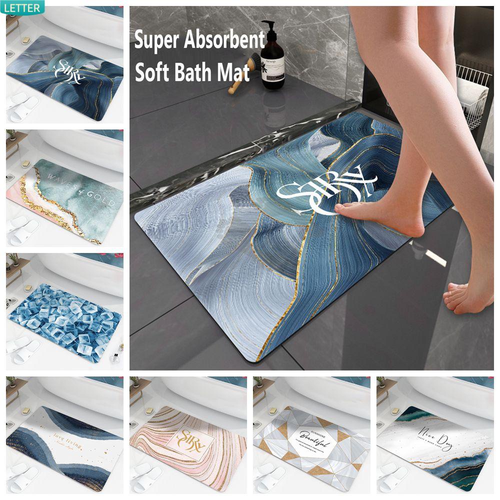 LETTER 60x40cm Modern Bath Mat Carpet Bathroom Rug Super Absorbent Nappa Skin Non-slip Household Toilet Entrance Doormat Floor Mats Quick Drying