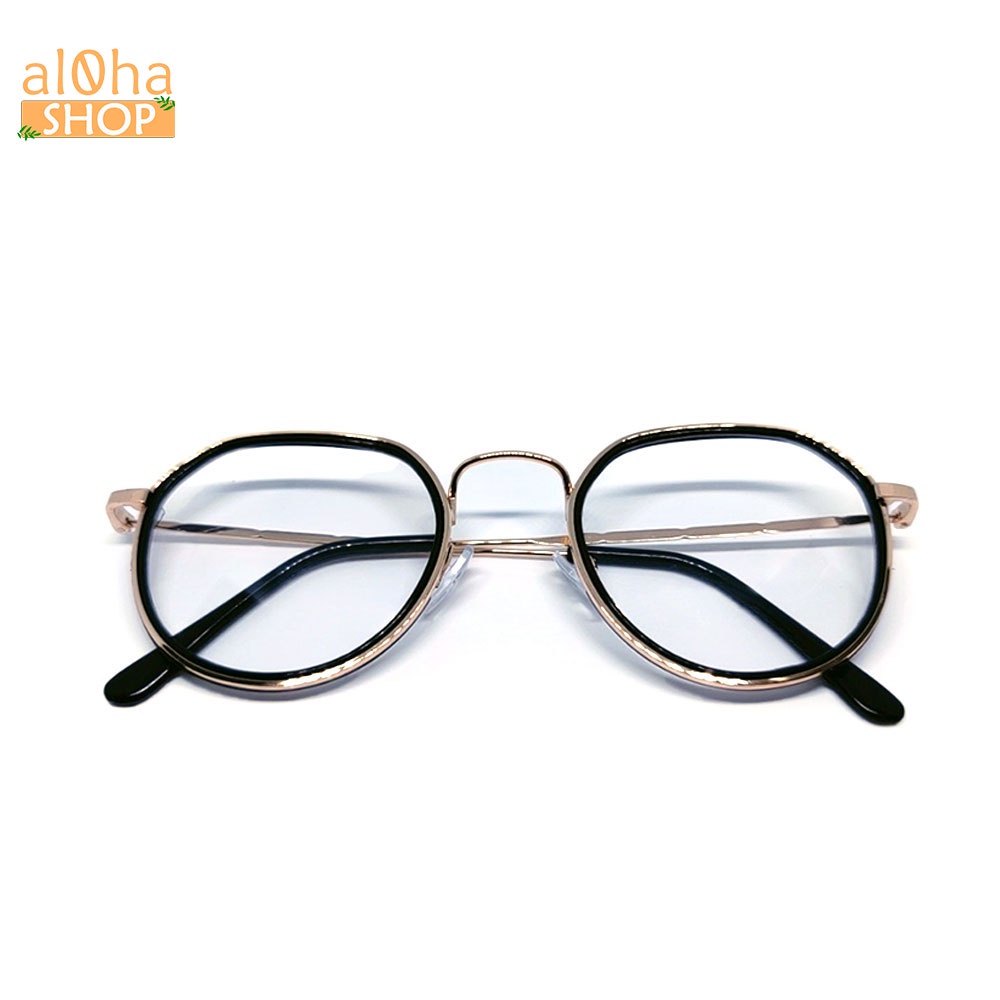 Mắt kính thời trang chống bụi gọng sắt tròn K008 unisex nam nữ phong cách tri thức, lịch sự - al0ha Shop