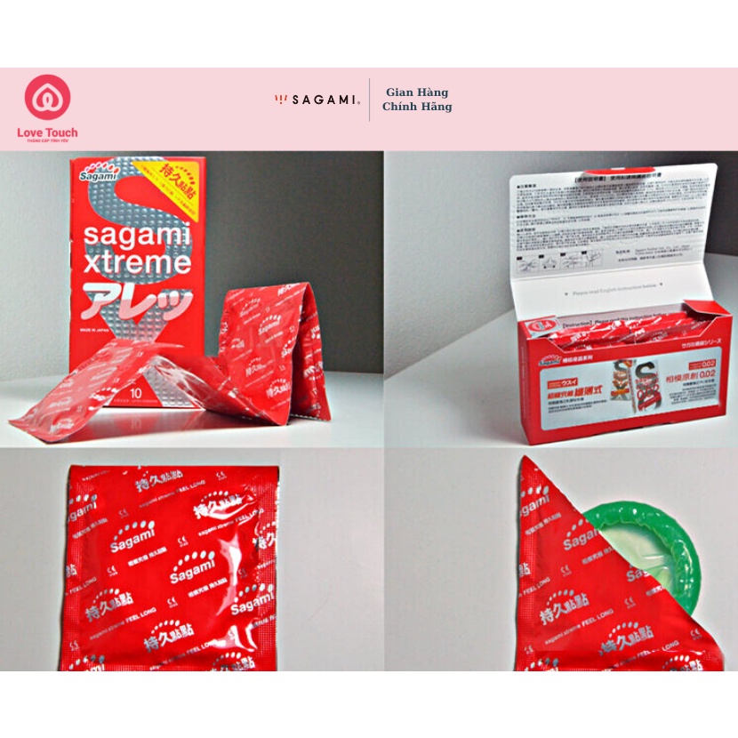 Bao cao su sagami Xtreme Feel Long gân gai siêu mỏng cao cấp - LOVE TOUCH - CHE TÊN SẢN PHẨM