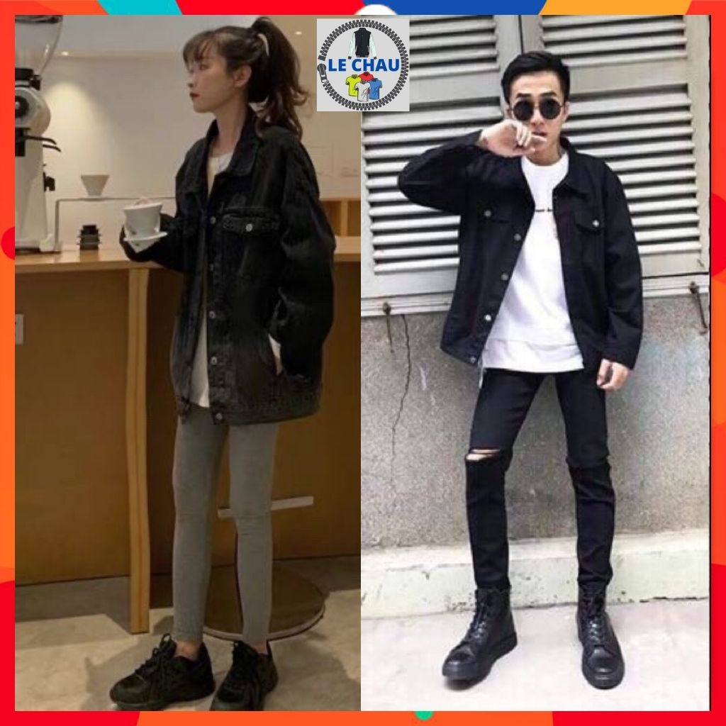 Áo khoác jean nam nữ form rộng áo khoác bò street style chống nắng basic unisex Hàn Quốc AKJ01 chất liệu jean cao cấp