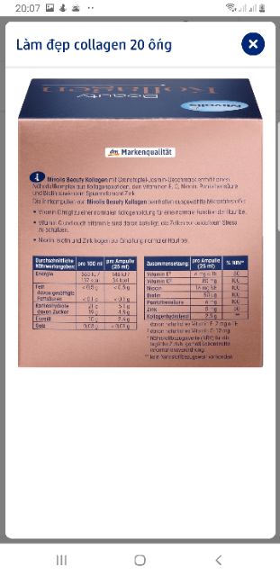 [Bill Đức+video] Đồ uống đẹp da Mivolis Beauty kollagen 20 ống*25ml date 2023