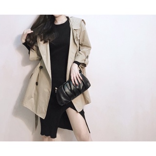 Trench coat nón dáng xoè 6 nút dây cột eo