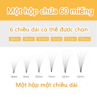 Set 60 lông mi giả 10D kích thước 8 10 12mm trang điểm tự nhiên