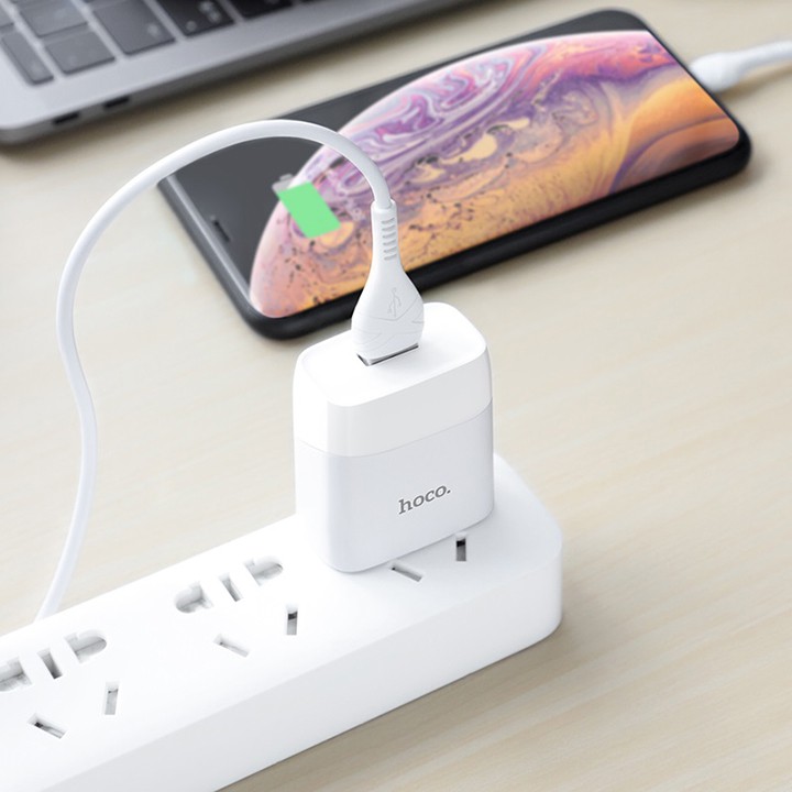 Bộ sạc nhanh Hoco C72 1 cổng USB 2.1A, dài 1m, cáp Lightning, tương thích thiết bị Apple