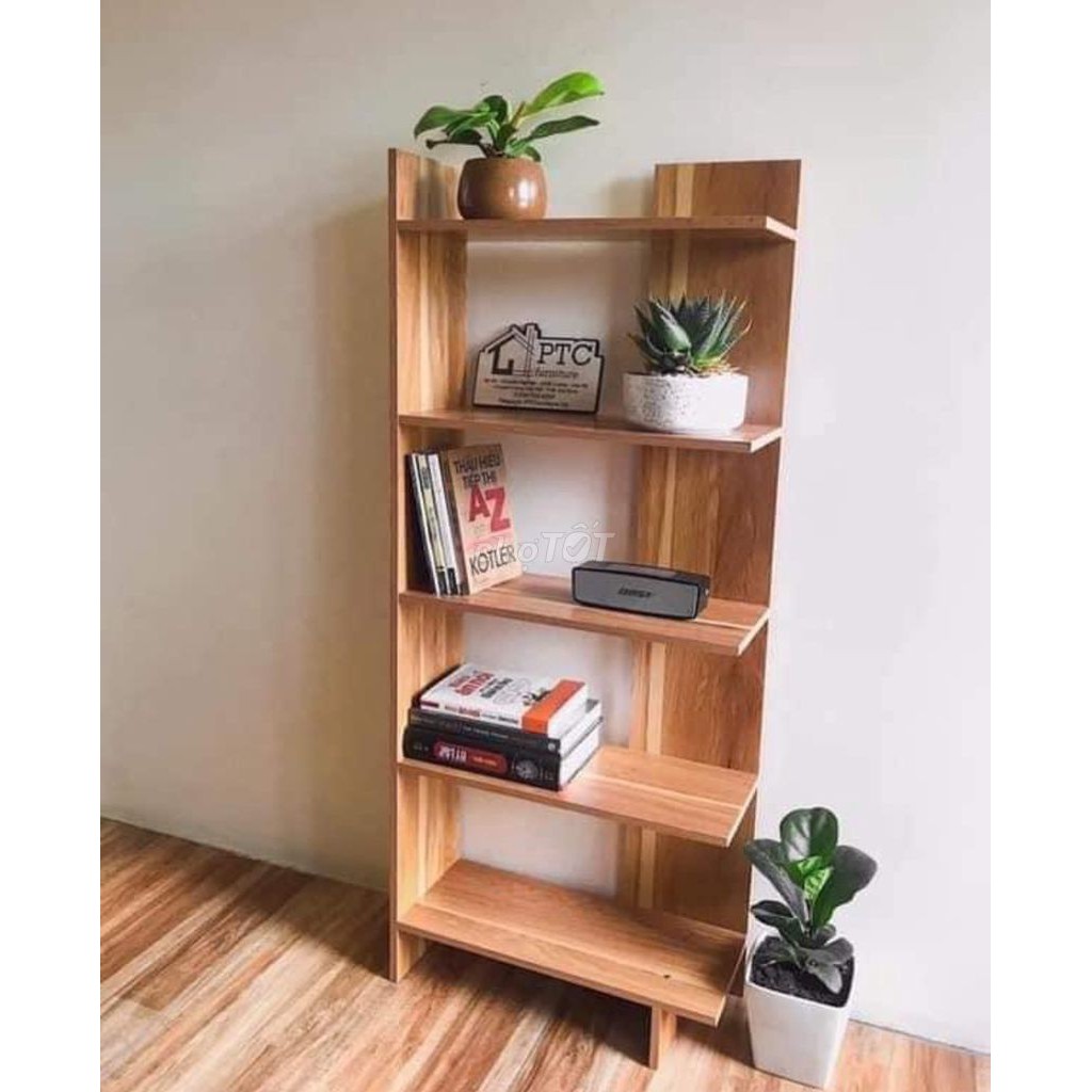Kệ 5 tầng để sách báo, đồ dùng gia đình bằng gỗ cao cấp loại to, thiết kế lắp ráp dễ dàng