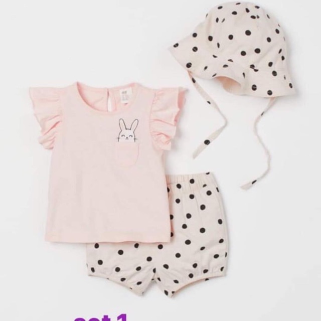 Set 3 món hồng chấm bi HM