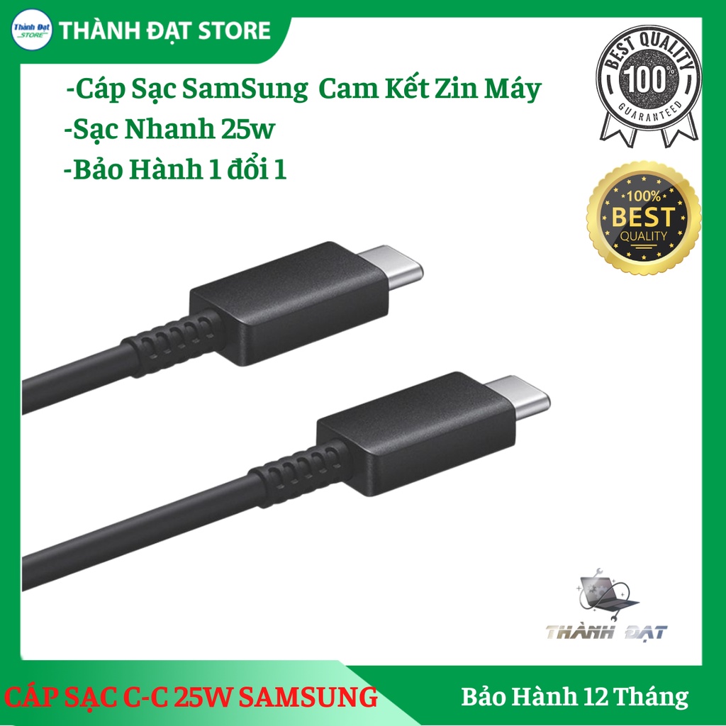 Dây cáp sạc nhanh 25W 2 đầu type C to typeC zin hãng Samsung 100%