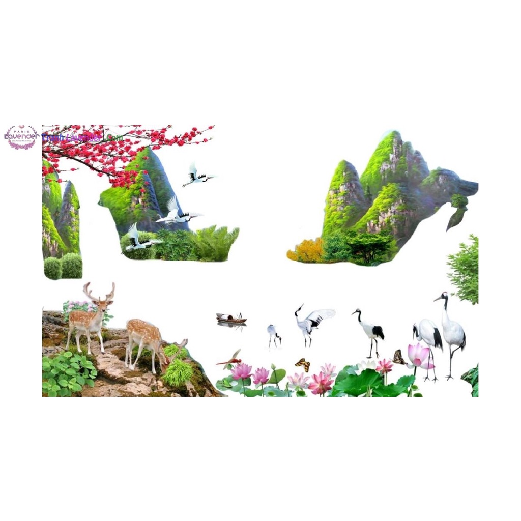 Tranh Đính Đá Đồng Hồ Phong Cảnh KT:80 x 50 cm