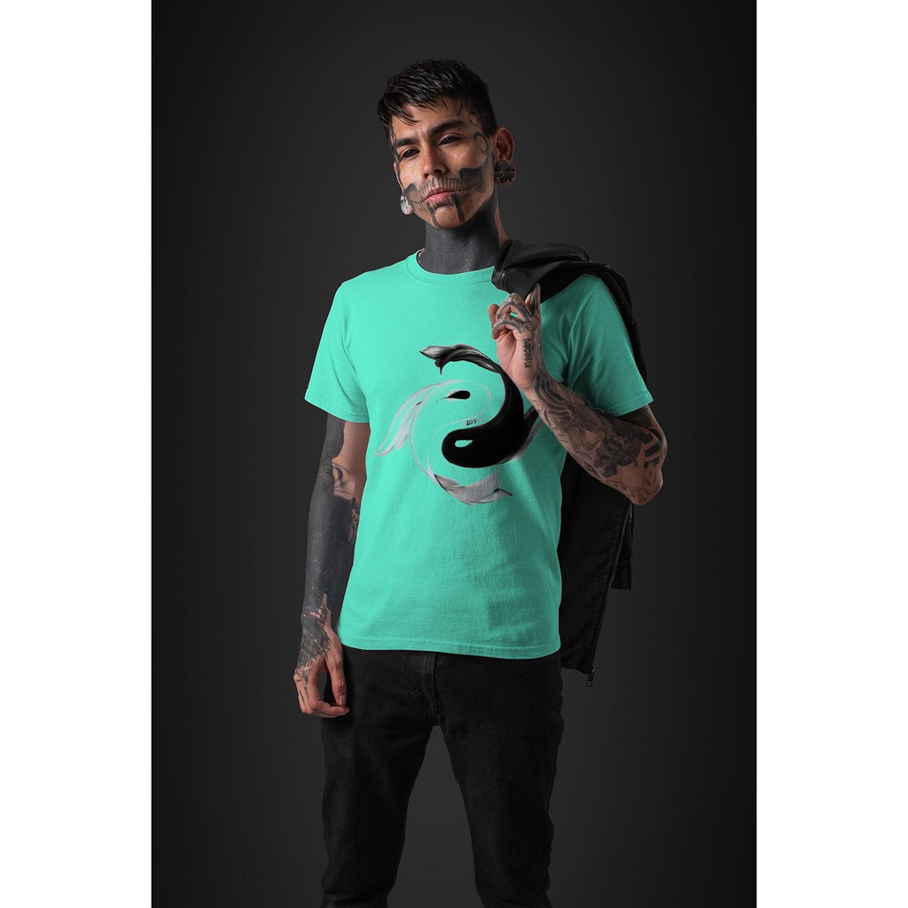 Áo thun Unisex cá koi âm dương - Cotton Thun Phong Cách Cá Tính - Cực Chất Và Đẹp