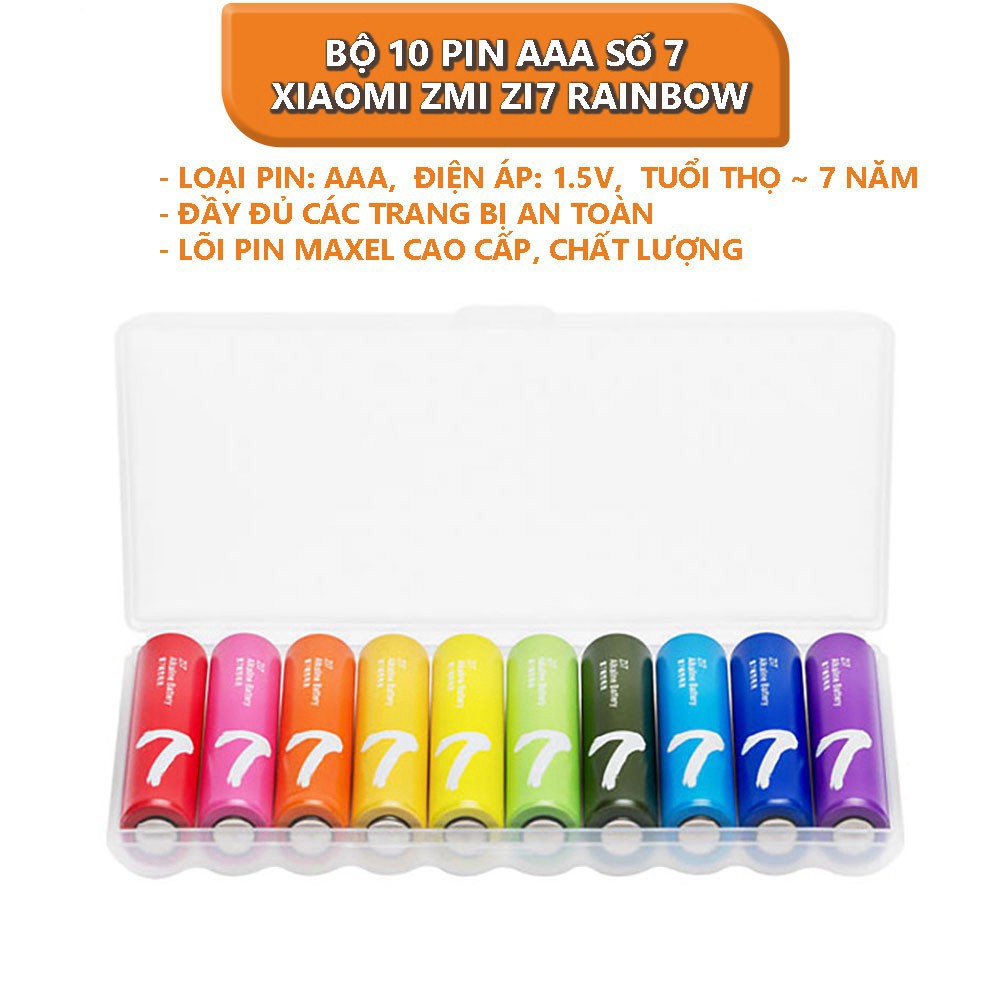 [SIÊU SALL ] Bộ 10 pin AAA số 7 Xiaomi ZMI ZI7 Rainbow .