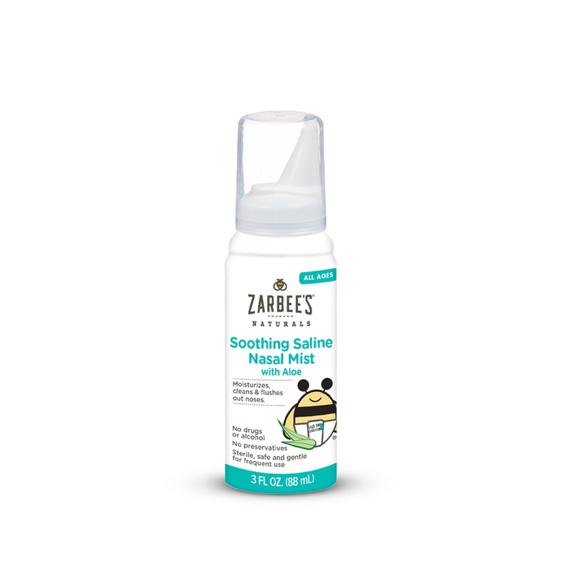 Xịt mũi Zarbee's xanh lô hội chai 88ml - Zarbee's Soothing Saline Nasal Mist