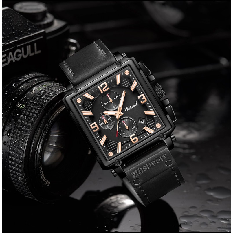 Đồng hồ nam chính hãng WISHDOIT dây da cao cấp mặt vuông thời trang chạy full kim đẹp giá rẻ | BigBuy360 - bigbuy360.vn