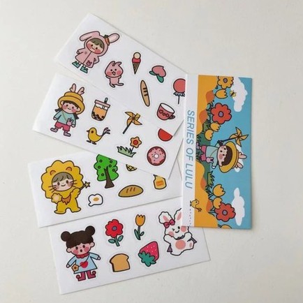 Tờ hình dán họa tiết hoạt hình chất liệu PVC chống nước để trang trí bình nước / điện thoại / sổ tay ST42