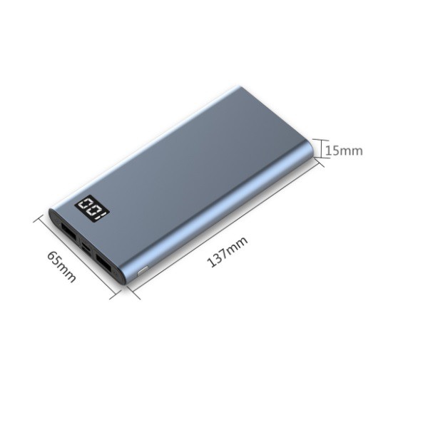 Sạc Dự Phòng  10000mAh 10W Vỏ nhôm cho iPhone Huawei Samsung Xiaomi Oppo Vivo  Có Màn Hình Hiển Thị