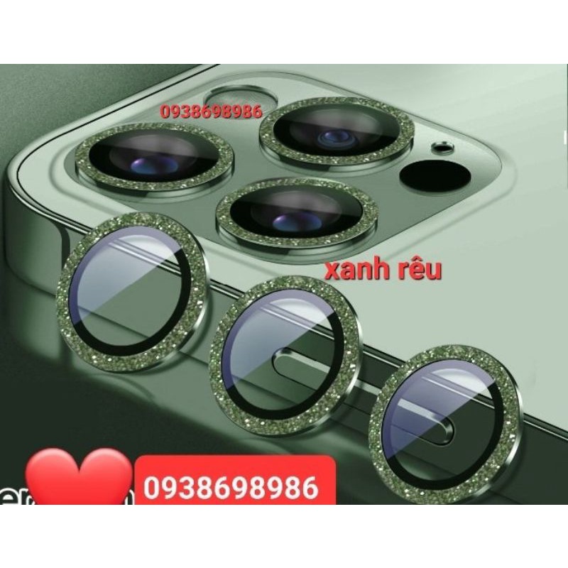 Bộ 3 dán camera iphone 11 pro max , 11 pro , 11 , 12 , 12 mini lấp lánh